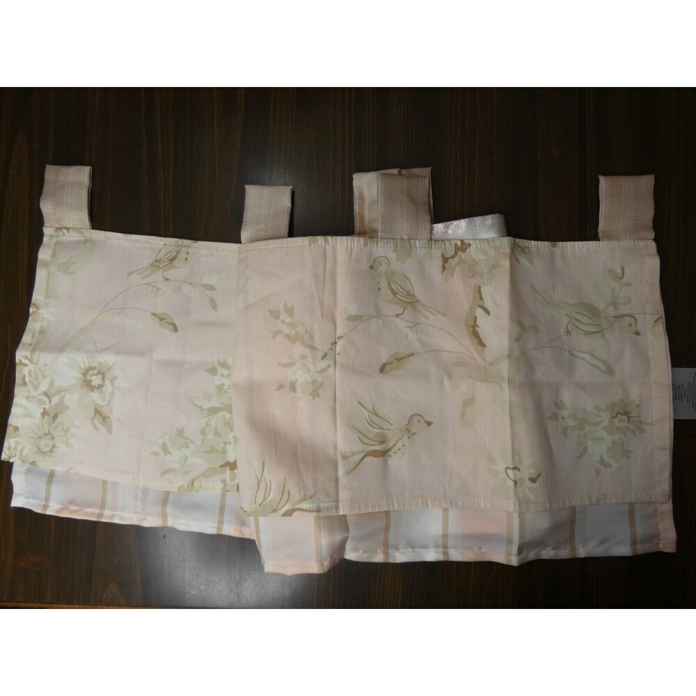 Lambs & Ivy Bird Print Window Valance Baby Nursery Room Pink Satin 52" x 12"